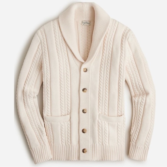J. Crew Other - NWT J Crew Heritage Cotton Cable Knit Shawl Collar Cardigan Sweater in Cream